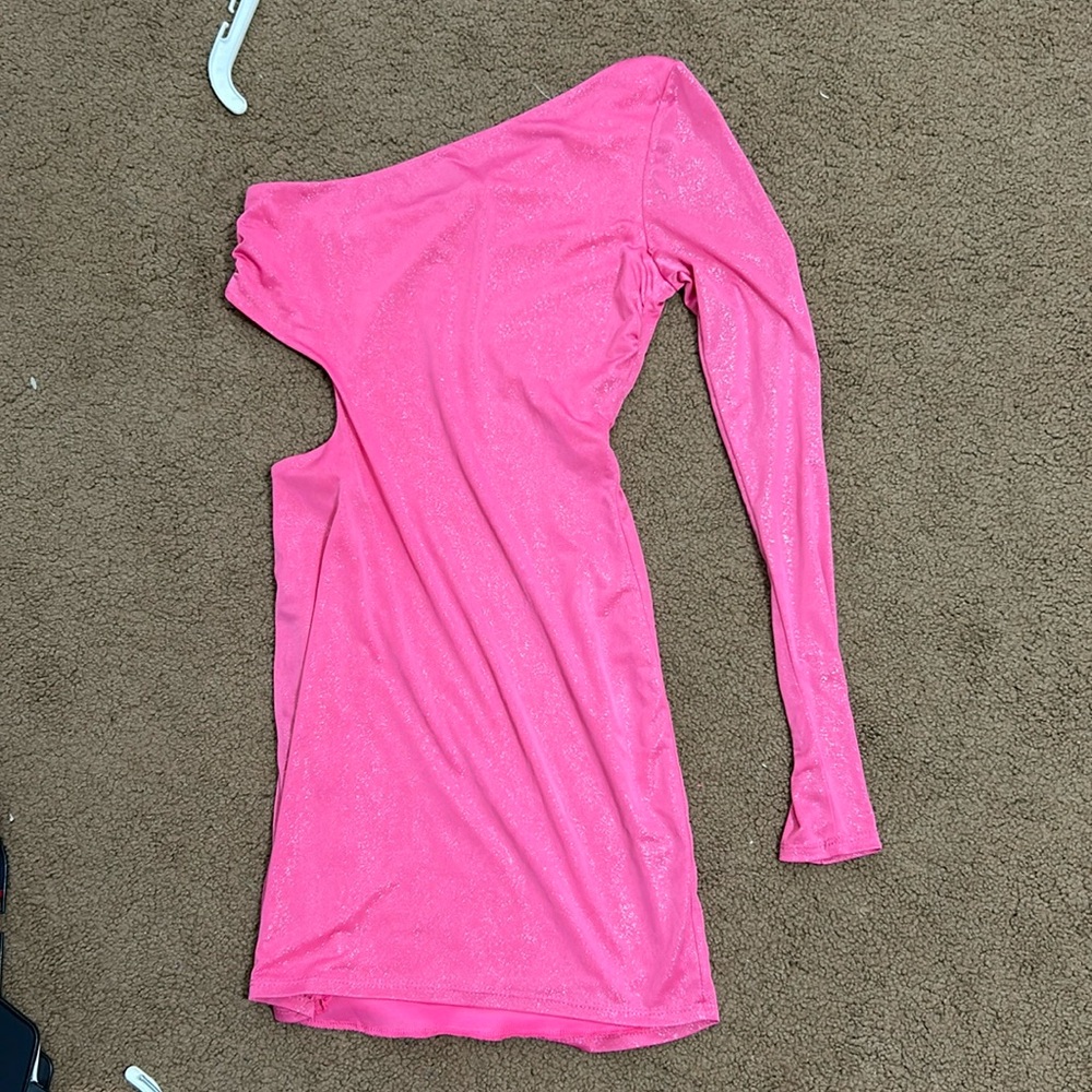 Pink Glittery One sleeve Homecoming Dress! Never worn.